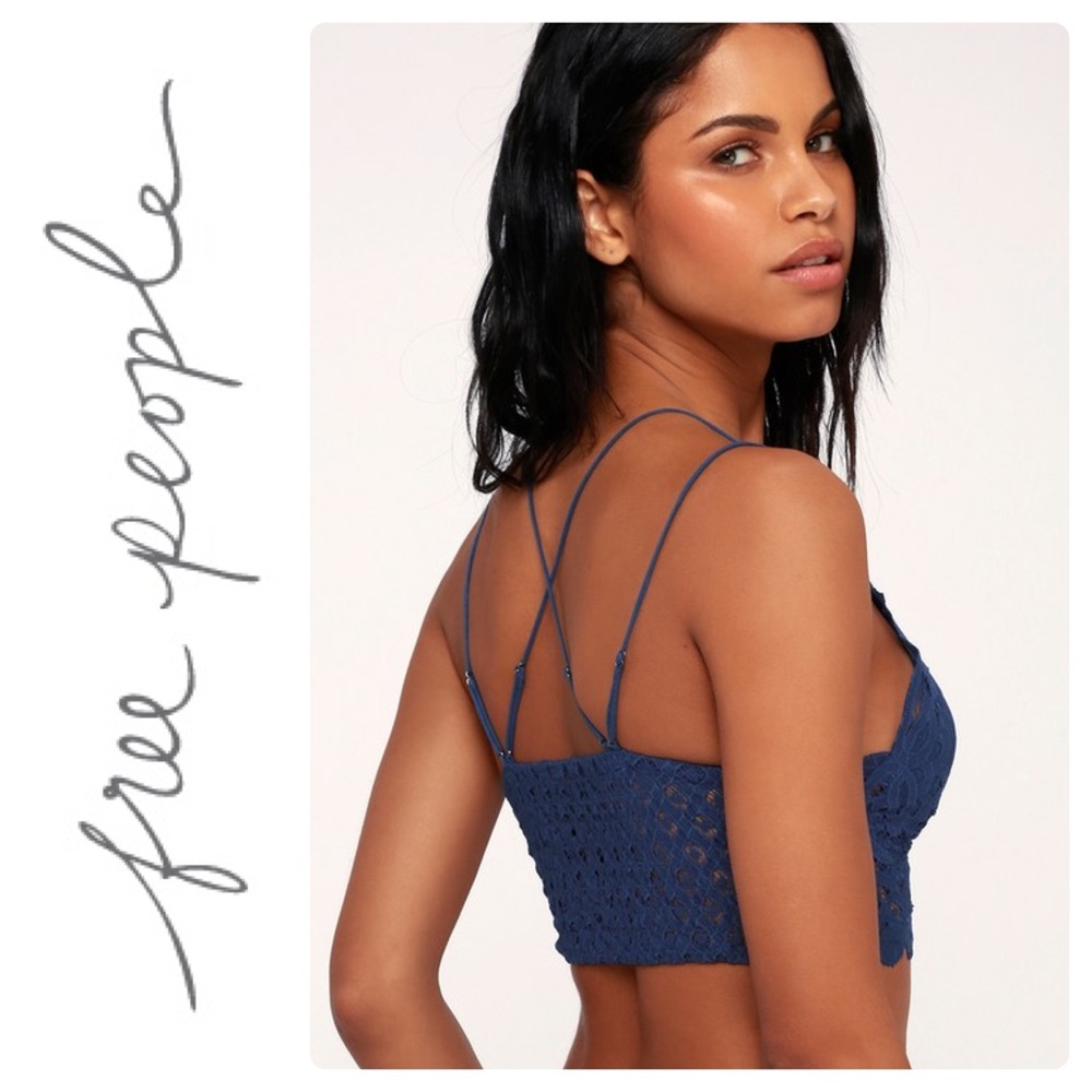 New Free People Blue Adella Lace Bralette - Picture 6 of 8